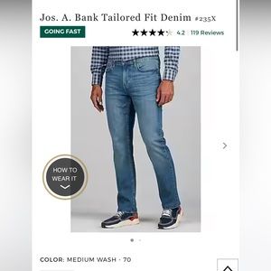 Jos a bank tailored fit denim mens 40x30 jean